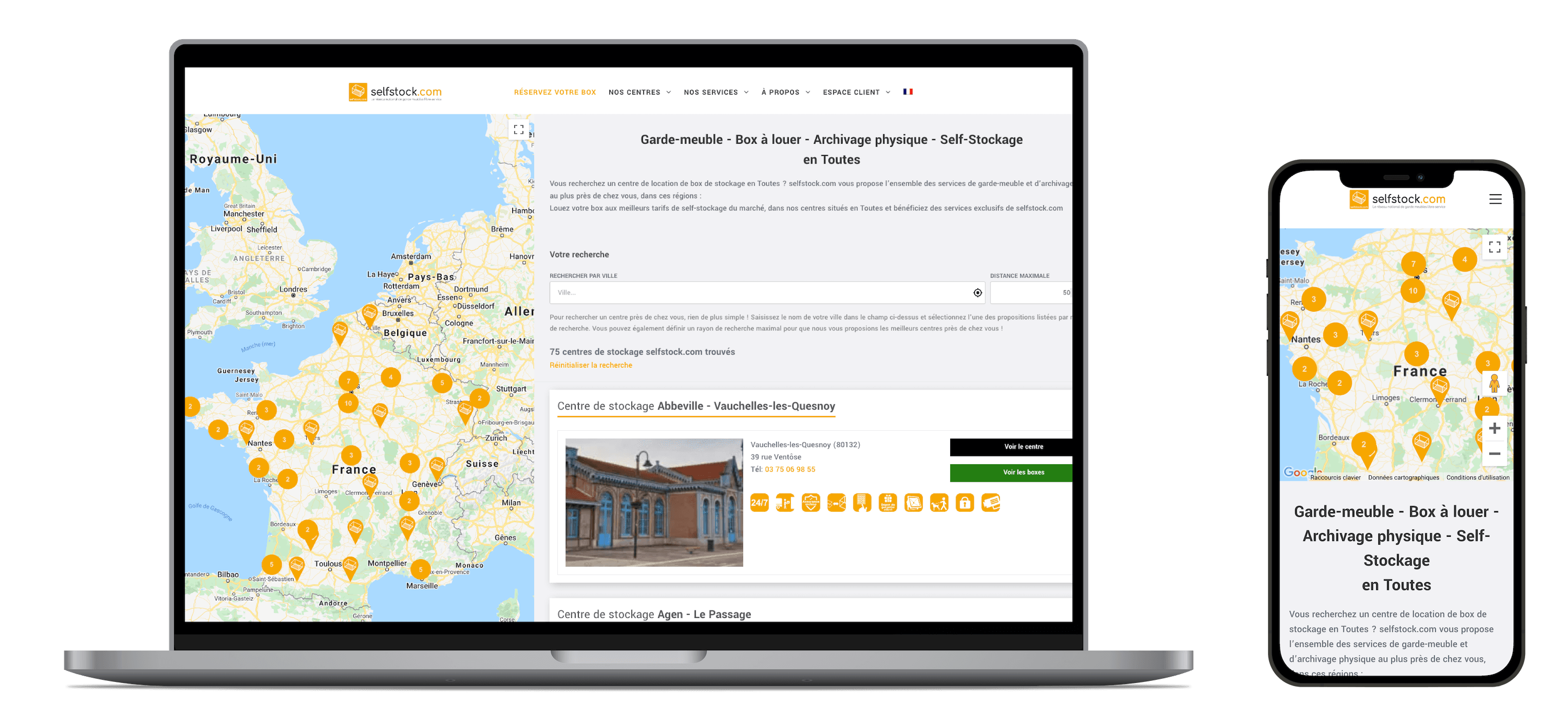 Captures d'écran de l'ancienne version du store locator